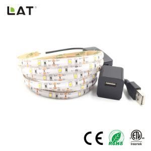 DC5V IP65 LED 2835 5m 30 60 120LEDs Ww/Cw Strip Tape Back Light USB for TV Computer Ce ETL UL