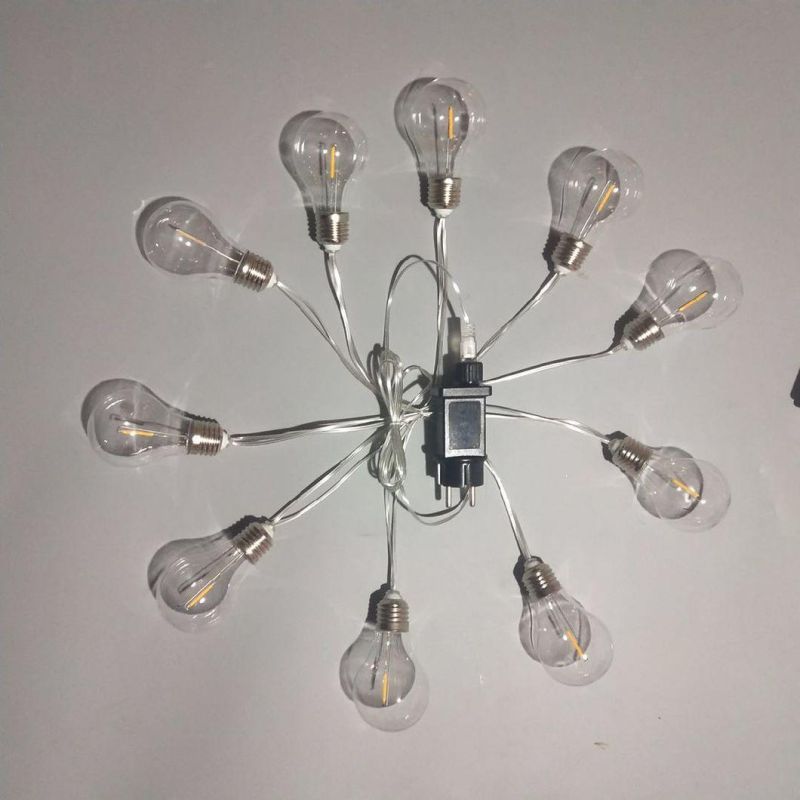 10 Warm White LED A60 Filament Bulb Festoon Party Lights