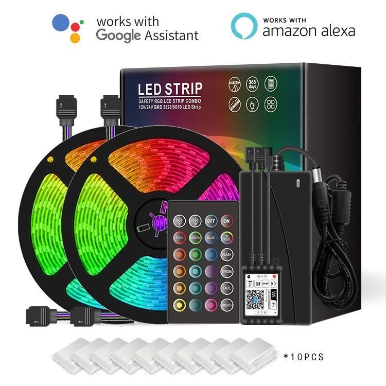 Wholesale 12V 5m 10m 15m 20m Waterproof WiFi 5050 RGB TV Backlight Flexible SMD LED Strip Lights with Alexa Google for Party Christmas Tree Decoration Price