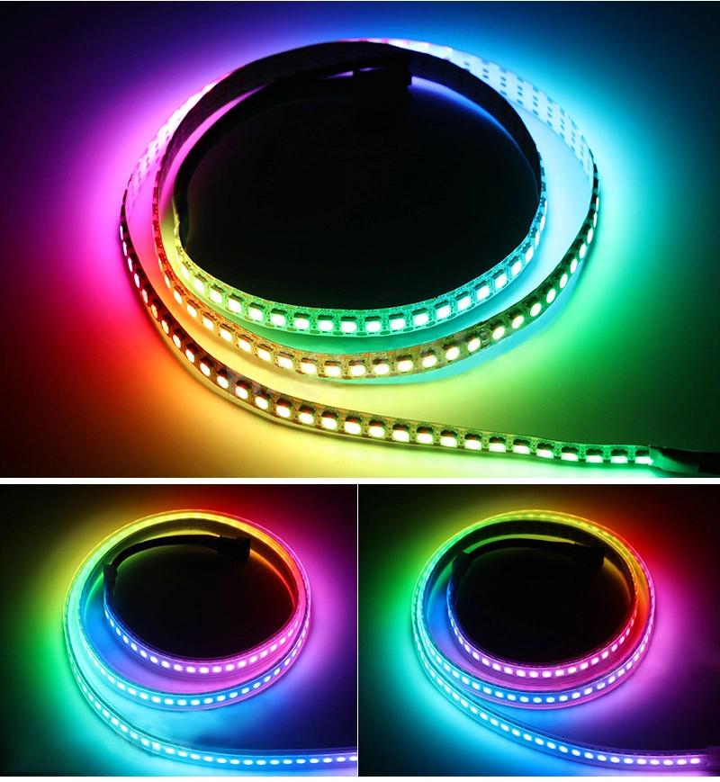 DC12V Ws2813 Individually Flexible 30/60/144pixels/M RGB Addressable LED Strip Light Dual Signal Programmable Lighting for Indoor Decoration