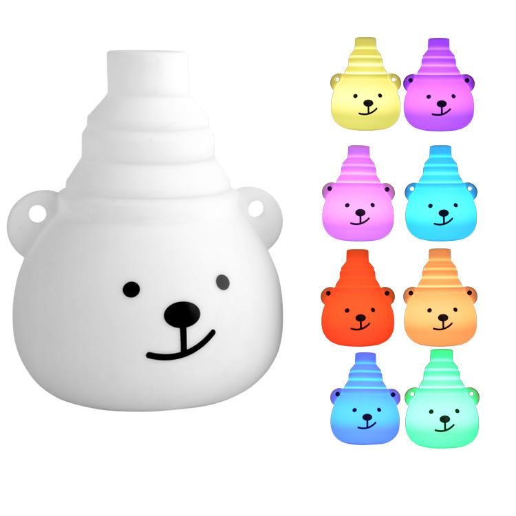 3D Night Light Colors Changeable Bear Shape Baby Choice Mini Size LED Kid′ S Toys Silicone Bedside Lamp for Children Baby