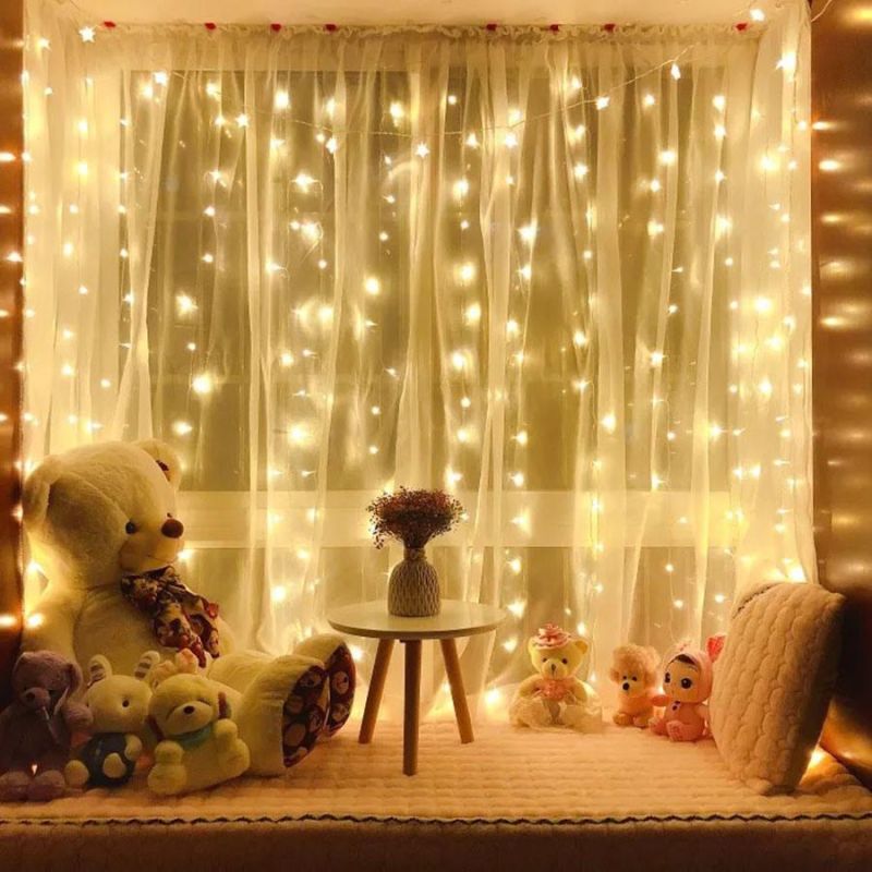 LED Solar Powered Window Curtain String Light