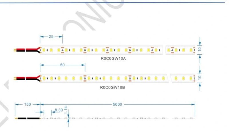 DC24V 14.4W 10mm Width 120LEDs/M LED Flexible Tape Llight Strip