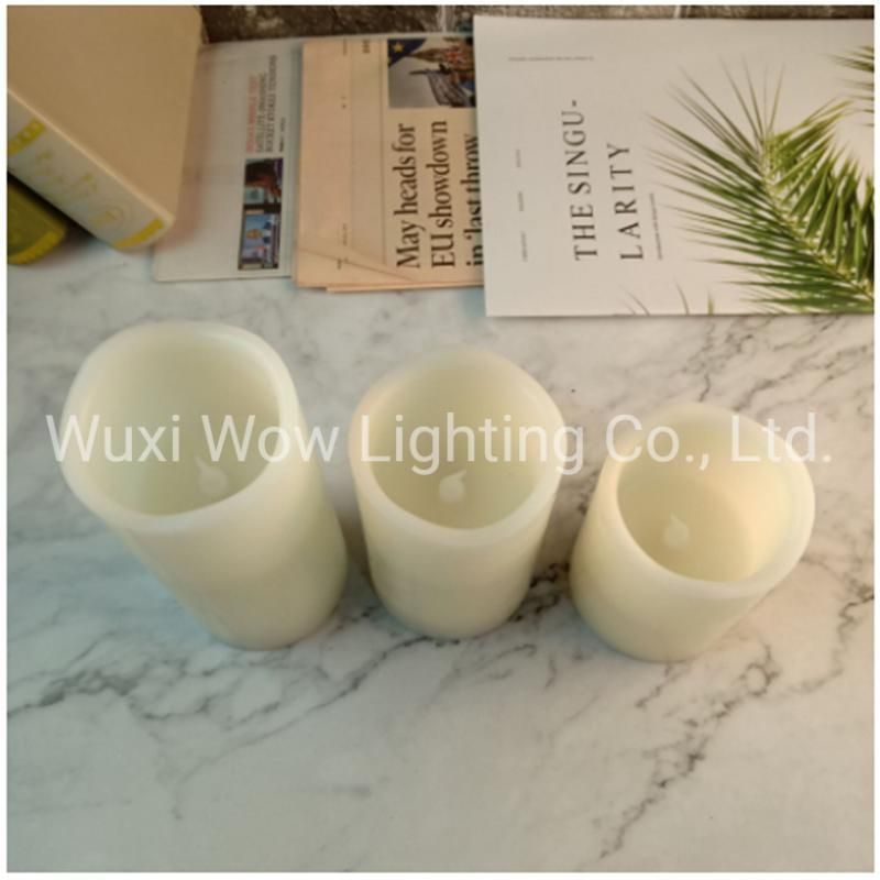 Three-Piece Ivory Wave Mouth Remote Control Function LED Candle Light Wedding Christmas Room Scene Decoration