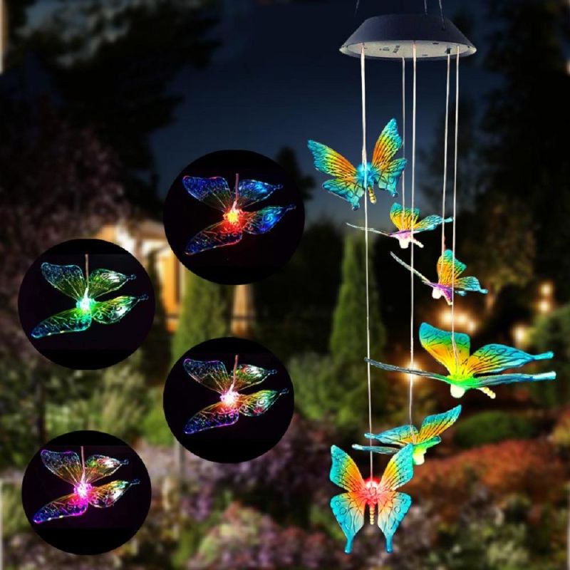 Solar Wind Chime Light Color Changing Butterfly Solar Chimes Outdoor Decoration Lights Wind Chime Solar Lamp Wyz18493