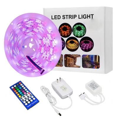 RGB Dimmable LED Strip Lights Bluetooth SMD 5050 Smart Timing LED Rope Light Strips Kits with 44 Key RF Remote Controller 12V 5A Adapter