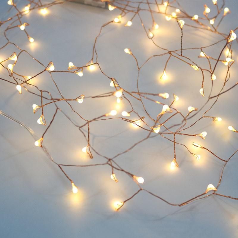 Copper Wire LED Cluster String Lights Garland