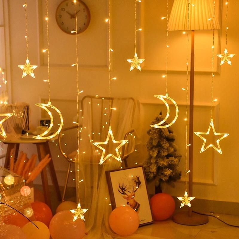 Christmas Decoration Light LED String Lighting Moon Star LED Curtain Light Christmas Window Fairy String Lights