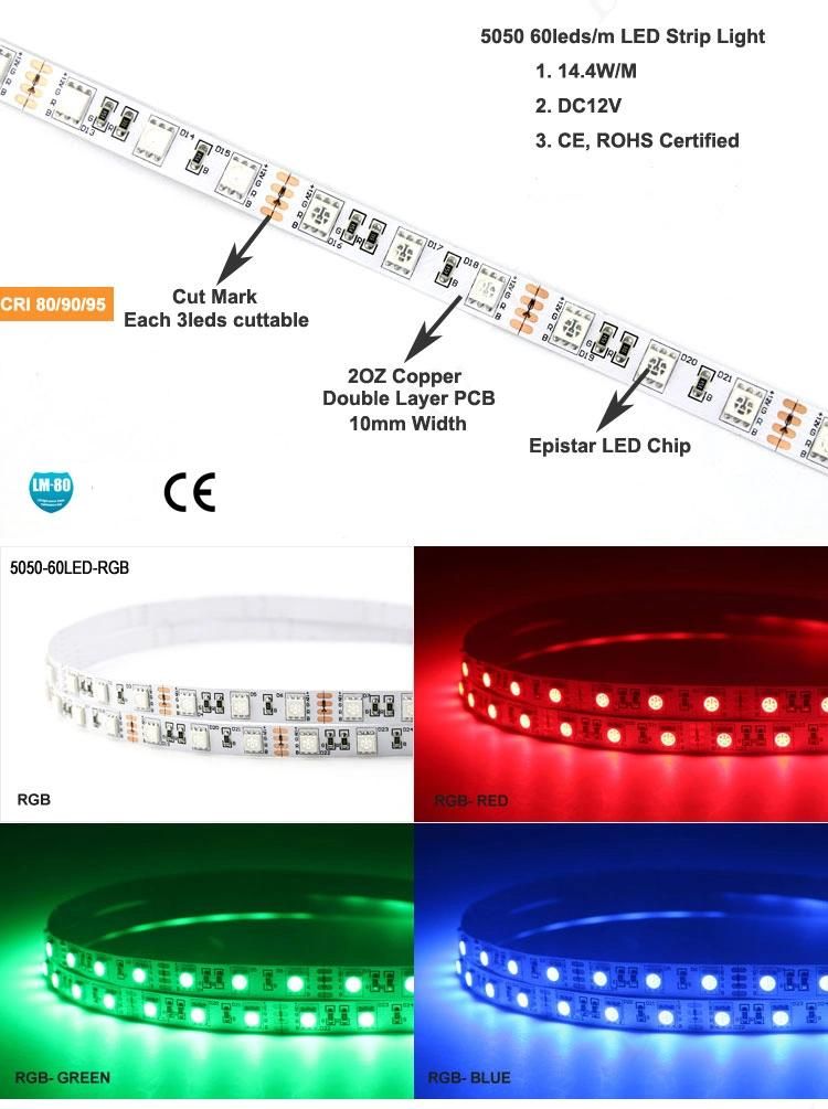 SMD 5050 RGB LED Strip Light Set Waterproof, with Controller and Driver