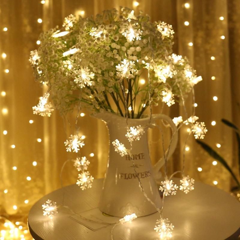 Snowflake String Lights, 1.5m 10LED String Lights White Snowflake Lights Snowflakes Plastic Fairy Lights Decorations