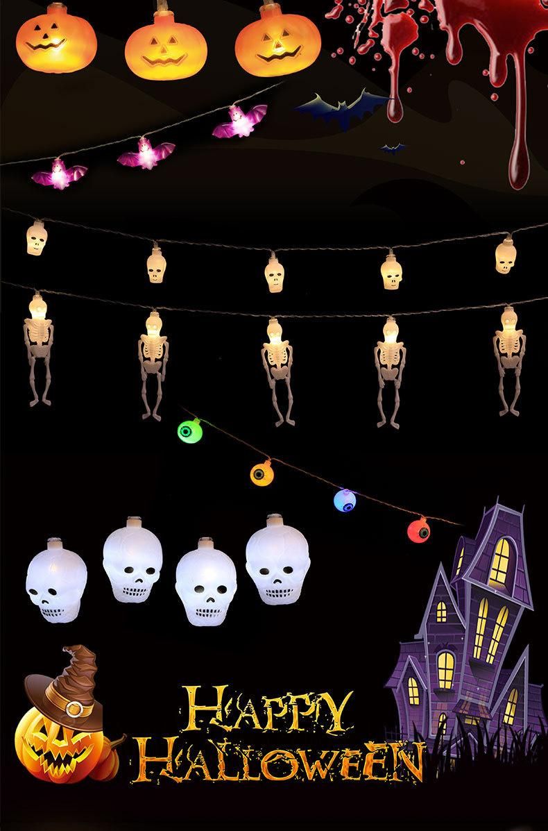 Halloween Ghost Festival Spider Pumpkin Skeleton Head Ghost Ghost Eyes LED Holiday Decoration String Lights