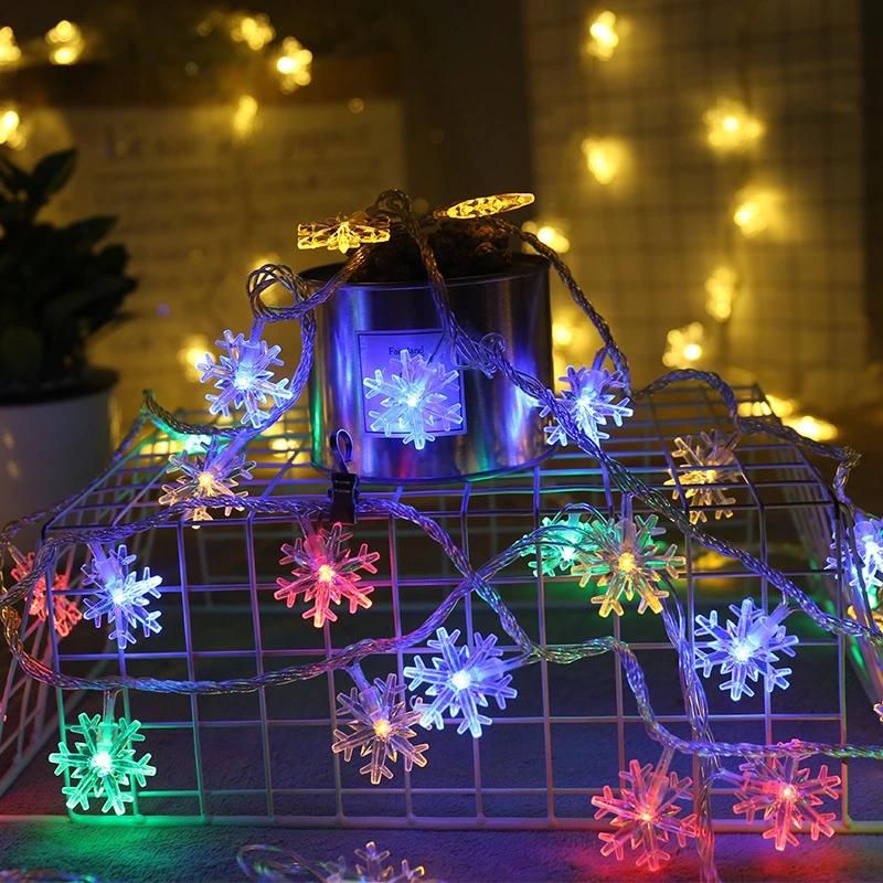 Snowflake String Lights, 1.5m 10LED String Lights White Snowflake Lights Snowflakes Plastic Fairy Lights Decorations