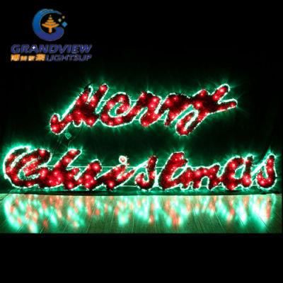 Large 2m LED Merry Christmas Sign Motif LED Green Rope Lights