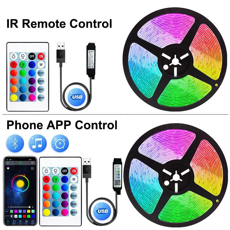 Bluetooth LED Strip/Rope Light Kit RGB Flex Strip Light with Remote Smart Music Color Changing