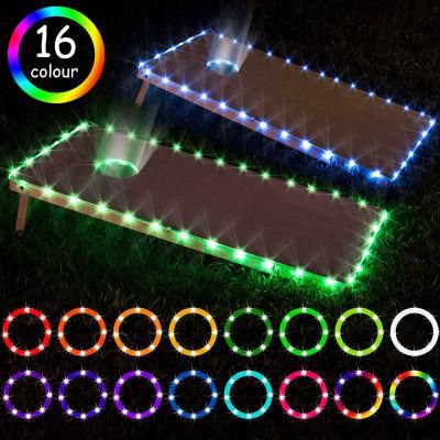 16 Colors Remote Control LED Corn Hole Board Lights Ring and Edge Cornhole Lights Kit for Cornhole Game