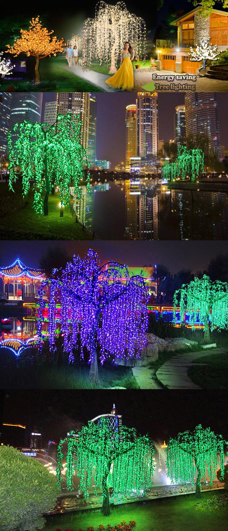 Quality Christmas Ornament Color Optional Weatherproof Garden Decoration Artificial Weeping Willow Tree with LED Lights