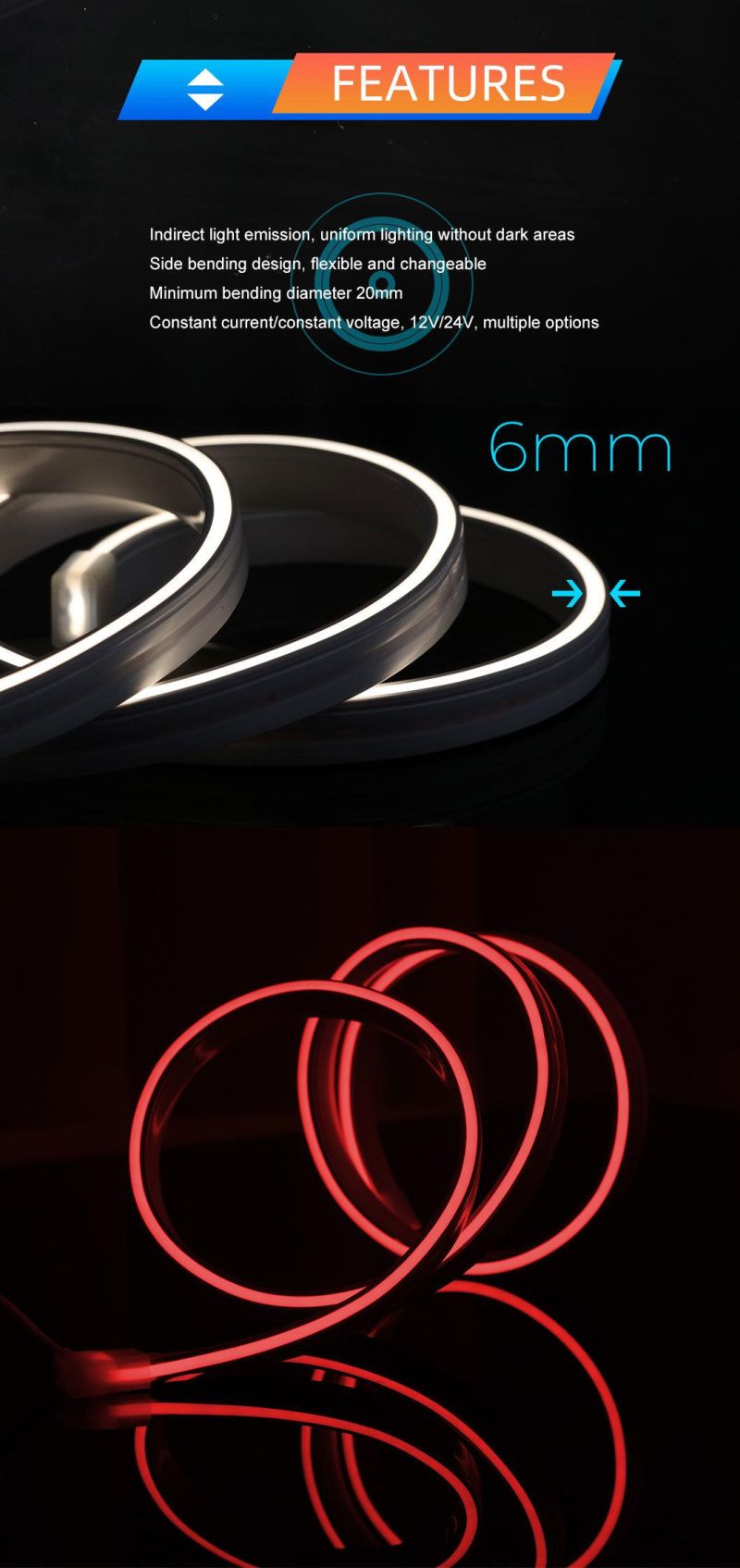 Red Outdoor Usage Silicon Gel Waterproof Decorative Lighting LED Strip LED Flexible Slim Neon Strips
