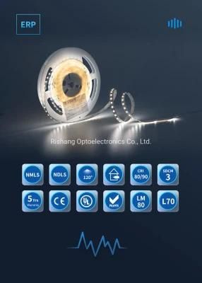 DC24V High Efficiency 9.6W 208lm/M 180LEDs ERP Flexible Light LED Strip with 5 Years Warranty