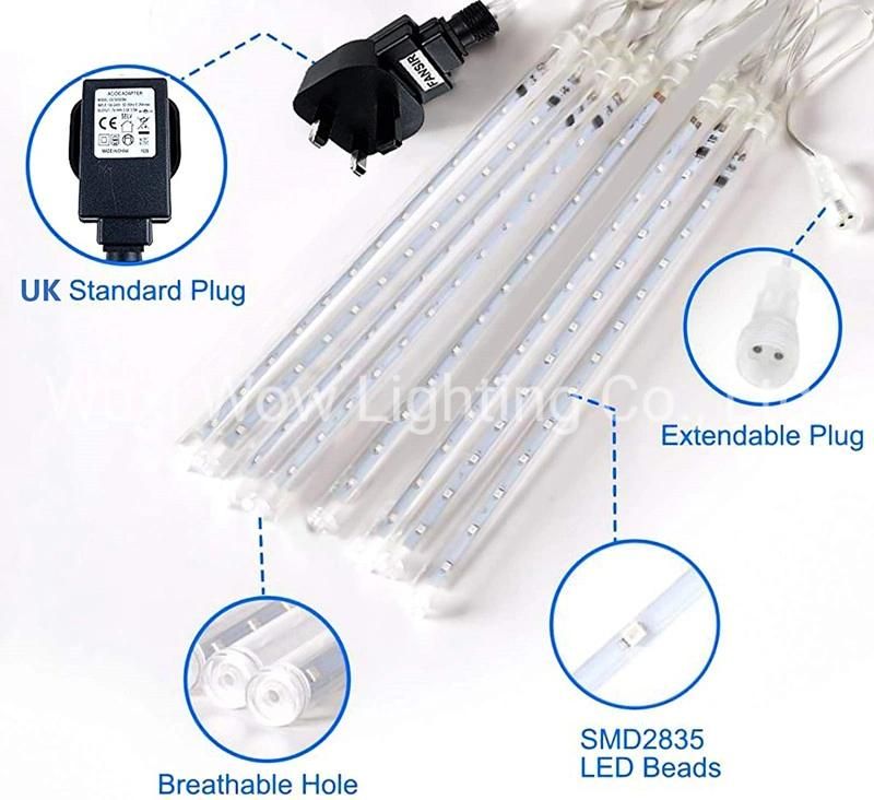 Meteor Lights 192 LED Falling Snowfall Lights Meteors Shower Rain Lights 30cm 8 Tubes Cascading Light for Christmas Tree Wedding Party Garden Home Decoration