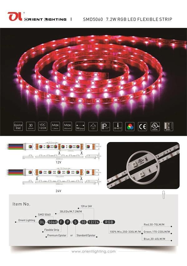 UL Ce RGB 30LEDs LED Flexible Strip Lighting