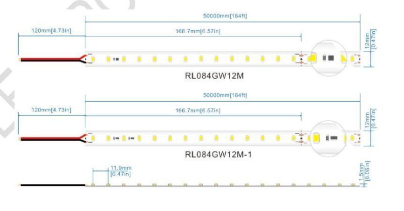 High Quality Super Long 50m Cascading DC 48V 2835 Non-Waterproof Low Voltage LED Light Strip