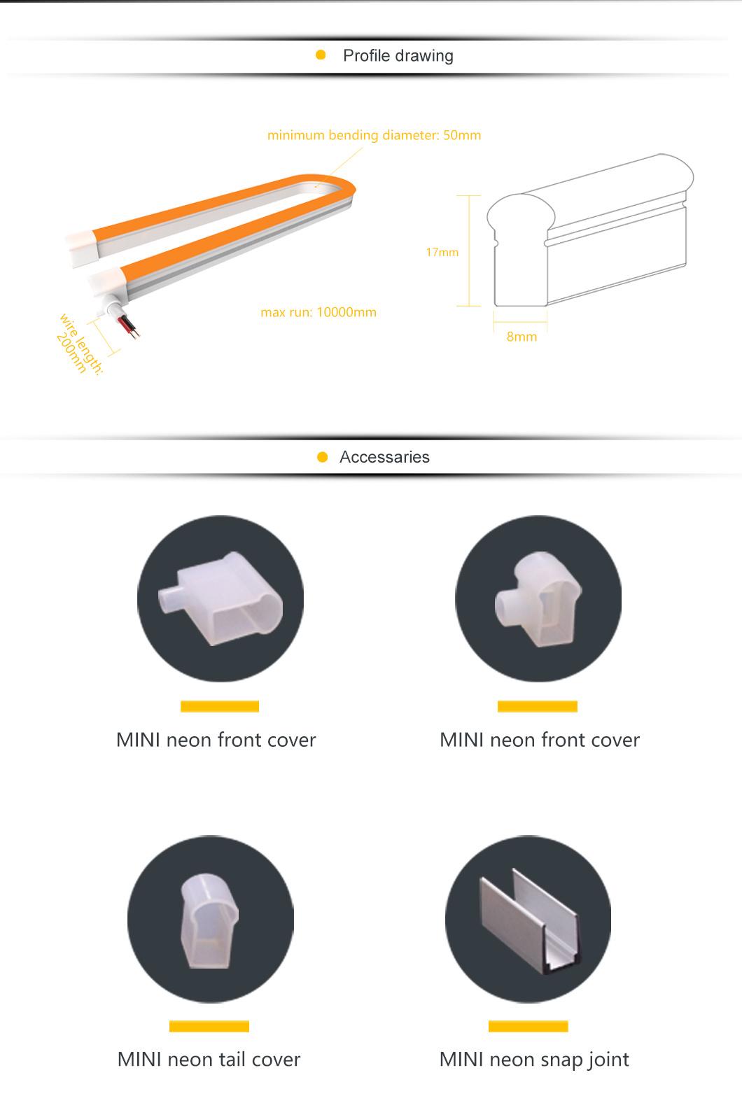 120LEDs/M 24V Constant Current SMD2835 White 5000K IP66 Waterproof High Wear Resistance LED Mini Neon Flex Strip