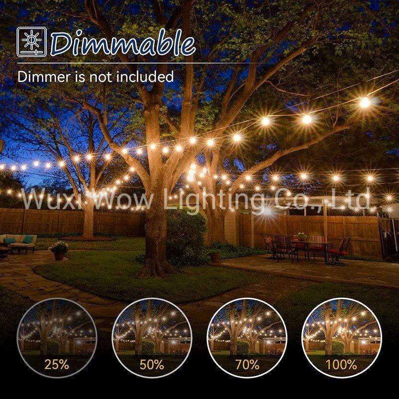 Outdoor Light Mains Powered 48FT LED S14 Garden Festoon String Lights Patio Fairy Lights Weatherproof Dimmable for Garden