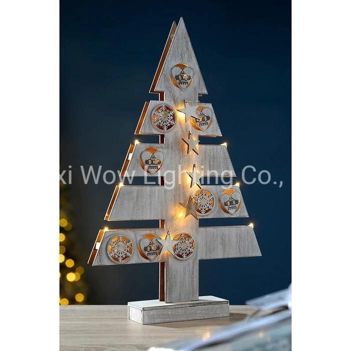 Star and Heart Christmas Tree Table Decoration Wood - White