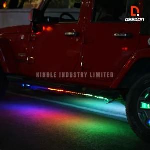 4PCS Car RGB LED Rock Underglow Lights Kit Underbody Strip Light with Bluetooth Remote