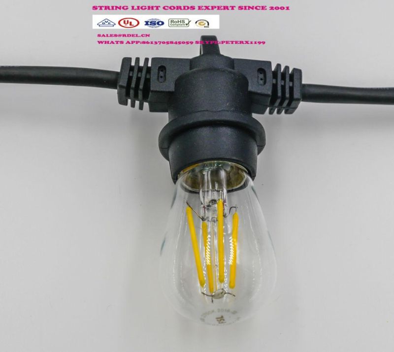Outdoor Weatherproof Commercial Grade LED String Light with Hanging Sockets Bulbs S14 S60