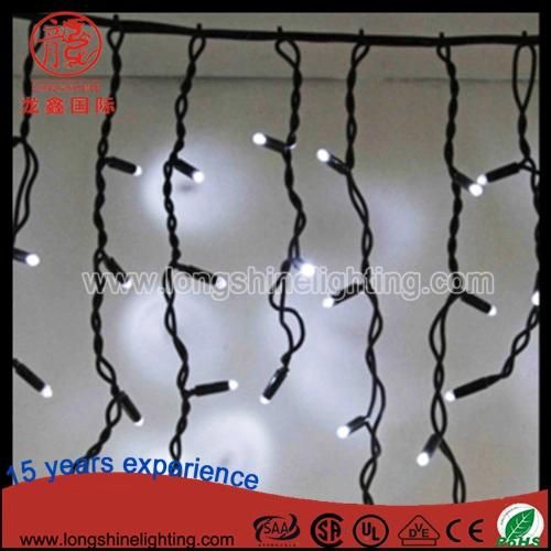 Outdoor Waterproof IP65 Rubber Wire Curtain Lcicle Fairy Lights for Christmas Patio Decoration