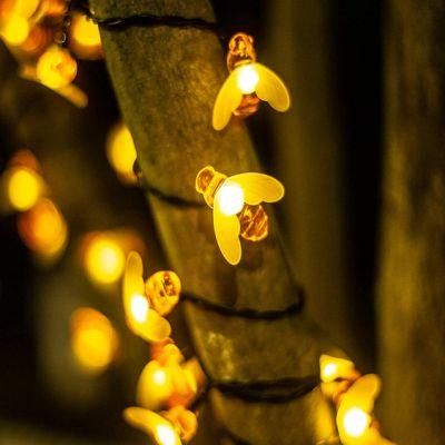 Solar Powered Bee String Lights, LED Lights Waterproof, Honeybees Solar Fairy Lights for Garden Patio Christmas Party