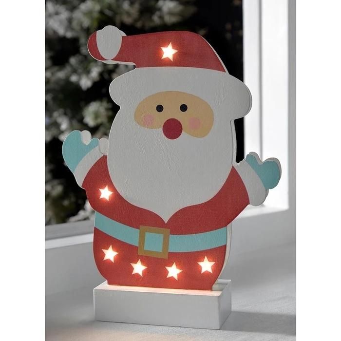 Colourful Wood Table Christmas Decoration - Santa