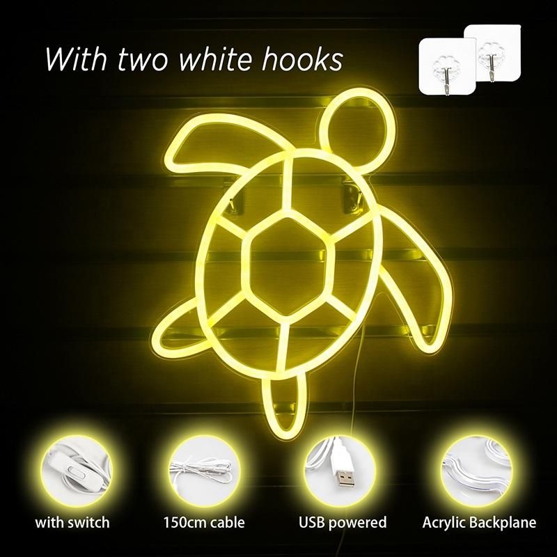 Custom LED Sign Sea Turtle Wall Hanging Art Neon Light USB Powered Lamps Kids Room Decor Neon Sign
