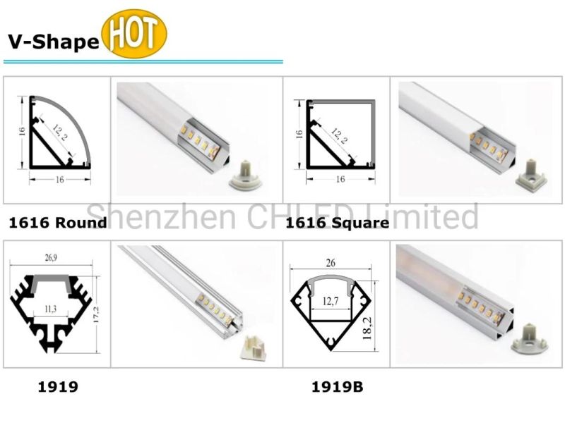 1616 Round Square Customized Aluminum Extrusion with SMD2835 5050 5730 3528 2216 LED Decoration Strip Lights