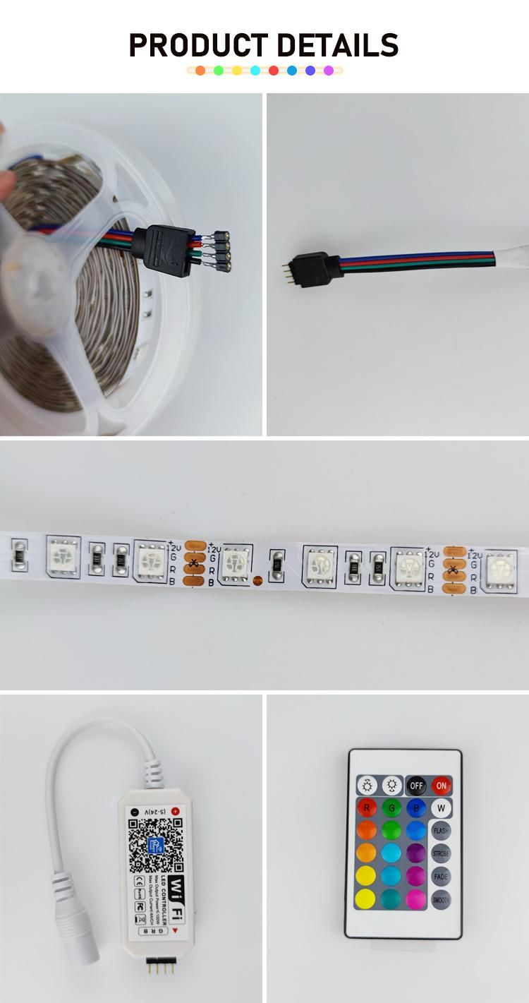 2022 Amazon 5 Meters 5050 60LEDs IP65 Waterproof WiFi Smart RGB LED Strips Light