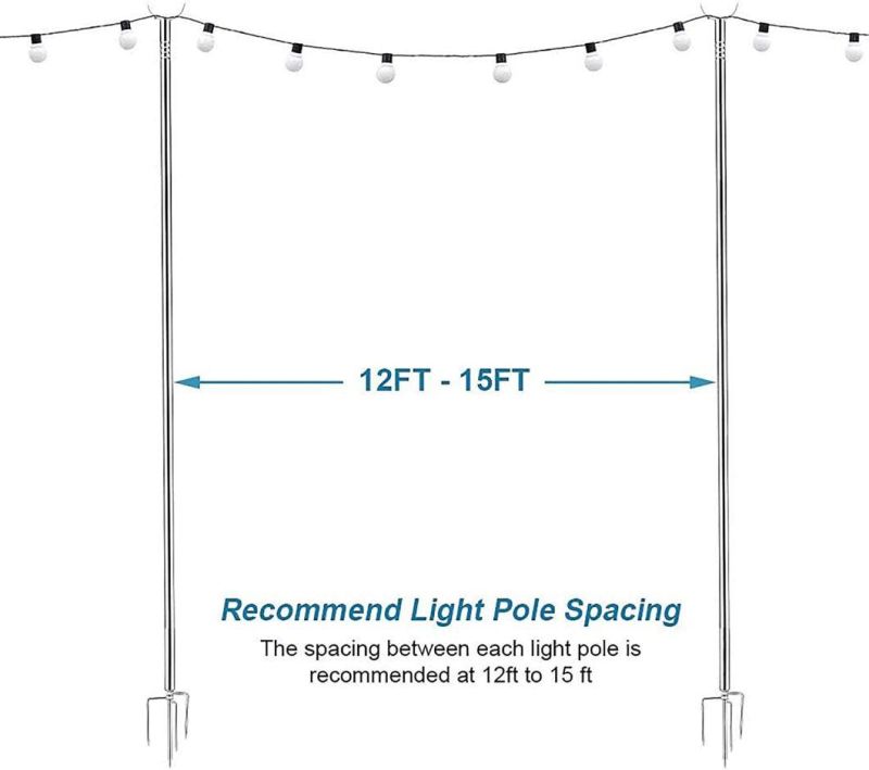 String Light Pole, Stainless Steel Festoon Lantern Pole Shepherd Crook Hook Garland Bracket for Wedding Party Gathering Festivals