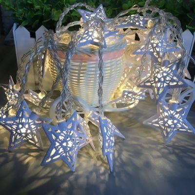 10 Warm White LED Metal Star Battery Fairy Light