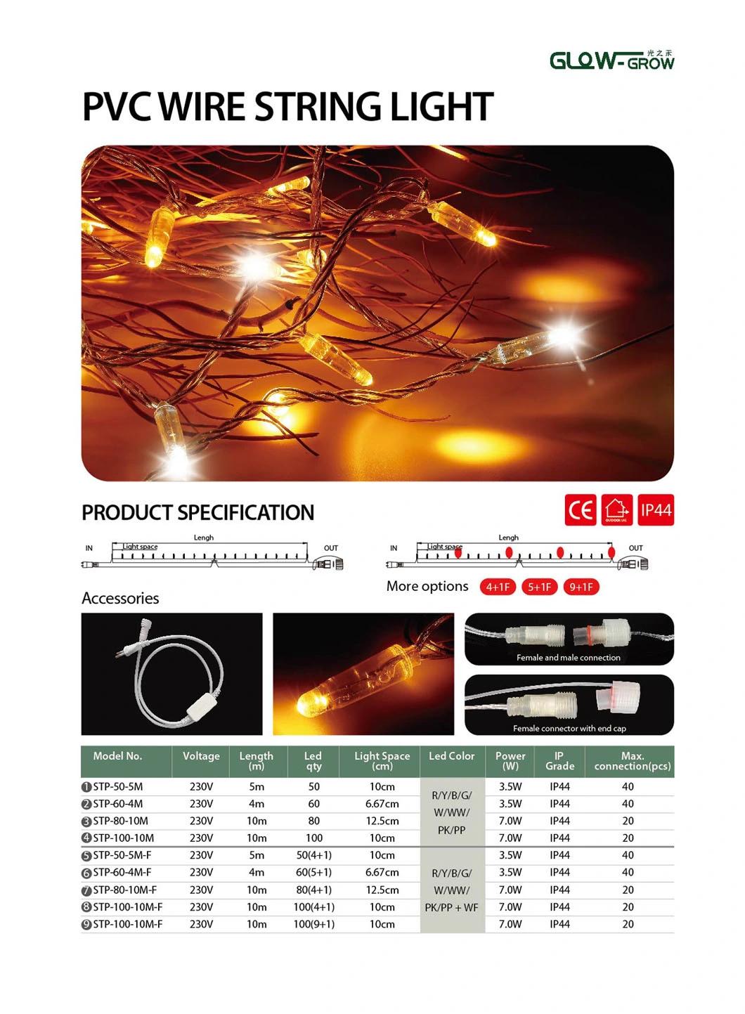 Outdoor Use 230V Red LED String Light with Flash Bulb 4+1 for Pub Christmas Tree Decoration