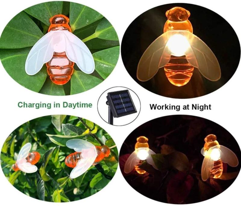 Solar String Lights Outdoor Waterproof Simulation Honey Bees Decor for Garden Outdoor Indoor