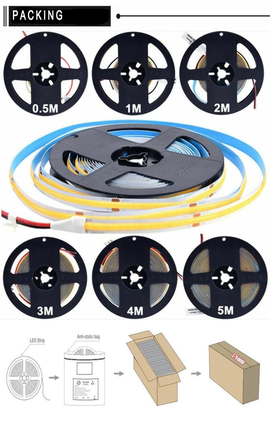 New Product COB CRI90 12V 15W Flexible LED COB Strip Light 512LEDs/M