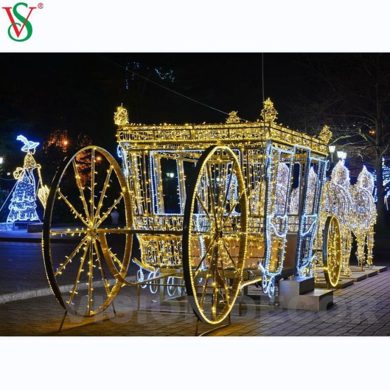 LED Christmas 3D Motif Carriage Horse Light for Outdoor Decoration