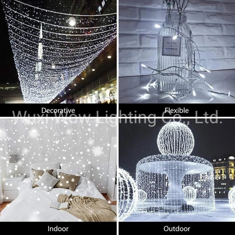 String Fairy Lights 200 LED Decorative String Firefly Lights Mains Powered with Adapter Waterproof Indoor Outdoor 20m Cold White for Patio Garden Home