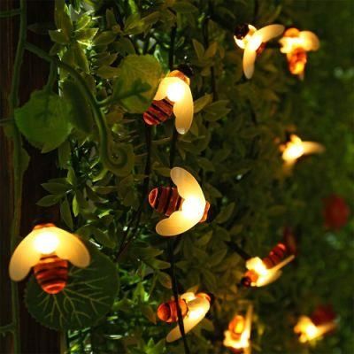 Solar Bee Lights, Solar Fairy Lights Outdoor, Waterproof Honey Bee LED String Lights Christmas Lights for Patio Yard Garden Christmas Party Decor