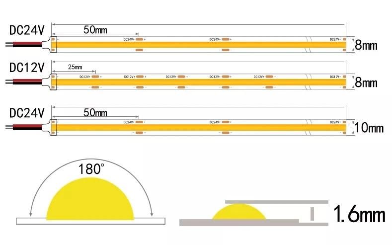 24V Dim to Warm COB Strip Light 3000K -6500K Strip Tape Light Home TV Back Light COB Strip