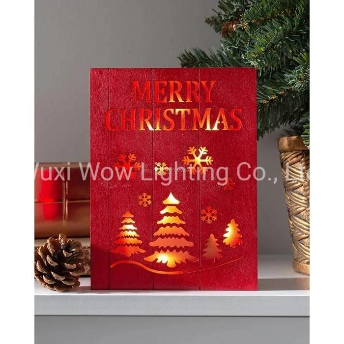 Merry Christmas Wooden Book Ornament 20 Cm - Red