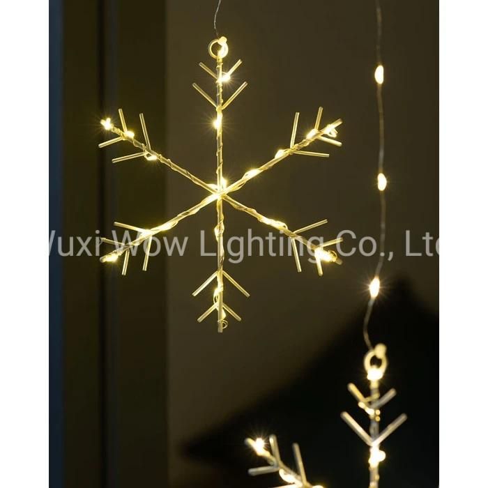 Christmas Snowflake Curtain Light Decorations 336 Warm White LED Lights