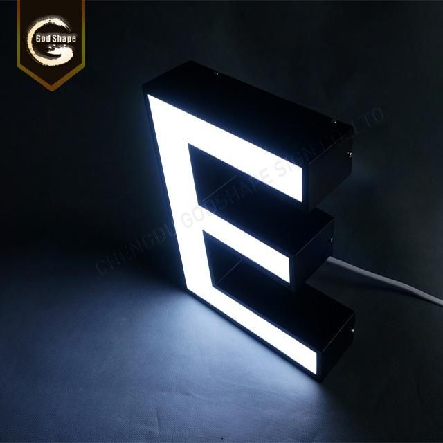 Reverse Channel Letter Signs Stainless Steel LED Backlit Logo 3D Letter