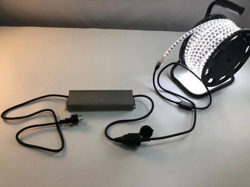 230V Emergency System Portable 25m SMD5050 Black Fpb LED Strip Light Kit with Power Supply for Construction Site Lighting and Emergency Situation, Working Light