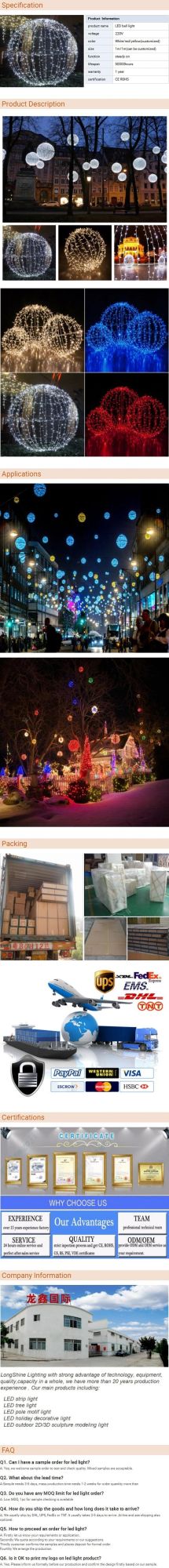 Huge LED Hanging Ball Motif Light for Outdoor Decoration